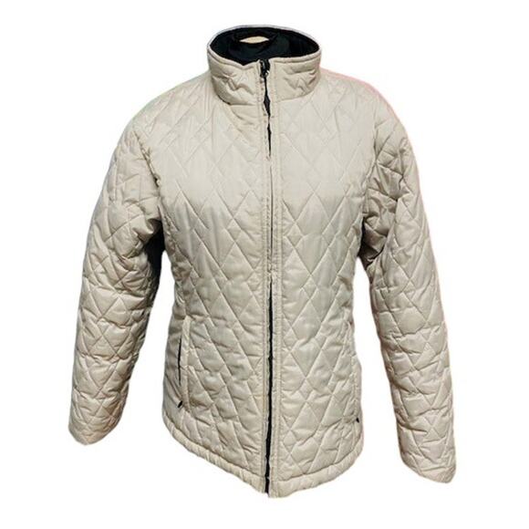 L.L. Bean Women’s Quilted Puffer Jacket Size Large Light Gray Zip Front - Picture 2 of 8